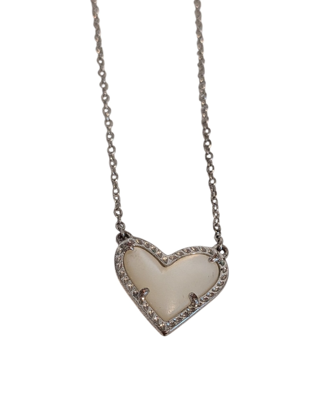 Silver Kendra Scott Ari Necklace Heart Kendra Scott Necklace Mother of Pearl